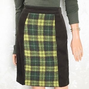 MaEve Anthropologie Corduroy/Plaid Skit